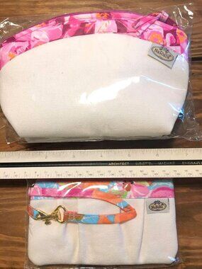 New Lot Of 2 CUTE NARAYA Cosmetic Bag Makeup pink/white Color